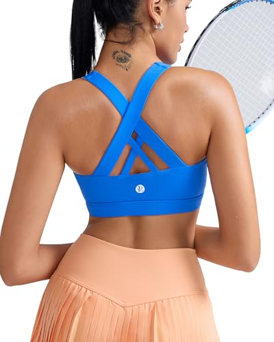 Image of RUNNING GIRL Sports Bras for Women,Padded Strappy Sports Bras Criss-Cross Back Medium Support Sports Bras with Removable Cups
