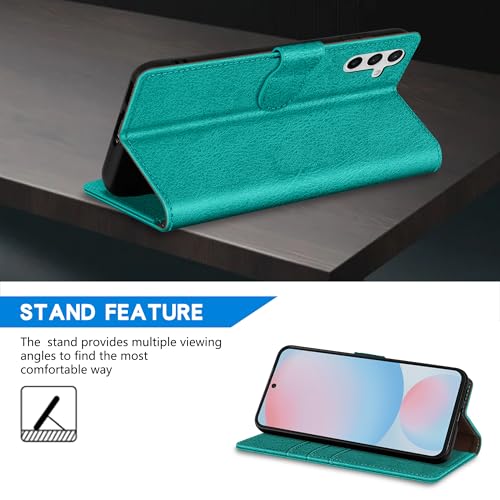Image of ZZXX for Samsung Galaxy S25 Plus Wallet Case with [RFID Blocking] Card Slot Kickstand Magnetic Closure Leather Flip Fold Protective Phone Case for Galaxy S25 Plus 5G Case Wallet(Lake Blue-6.6 inch)