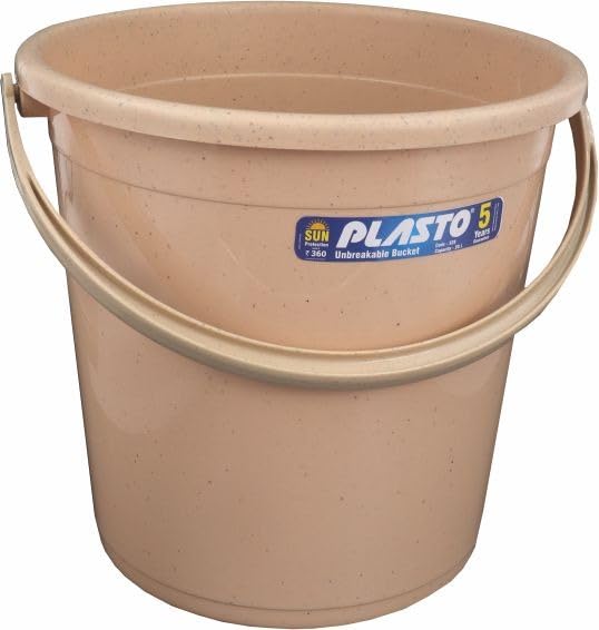 Image of Plasto Unbreakable Plastic Triangle Print Bucket for Home & Bathing with Handle | Easy to Clean | Pack of 2 | Multicolor (13 LTR)