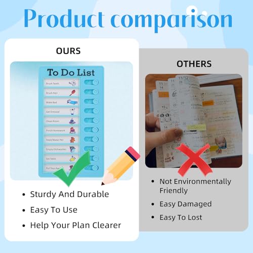 To Do Liste Kinder, 4er Set Memo-Boards, 20x12 cm Aufgabenplaner,mit 20 austauschbaren Blättern, ideal für Checkliste Kinder, als Routine Planer Kinder, zur Lernplanung und Zeitmanagement