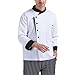 Chef Clothes for Men Casual Fashion Plain Baggy Classic Comfortable Kitchen Aprons for Men Button Down Long Sleeve Mock Neck Camisas De Cocina para Hombre White
