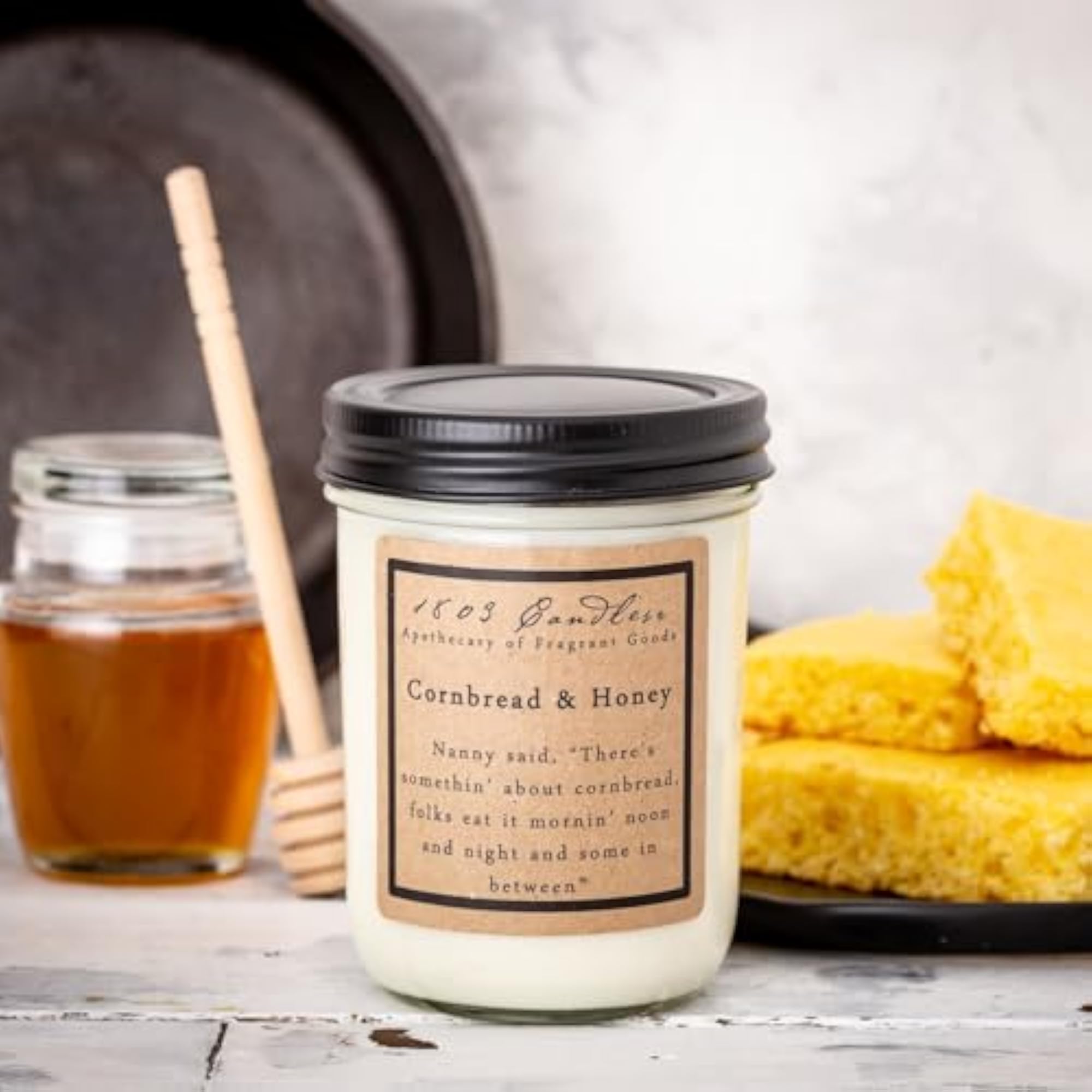 14 oz. Jar Soy - (Cornbread and Honey)