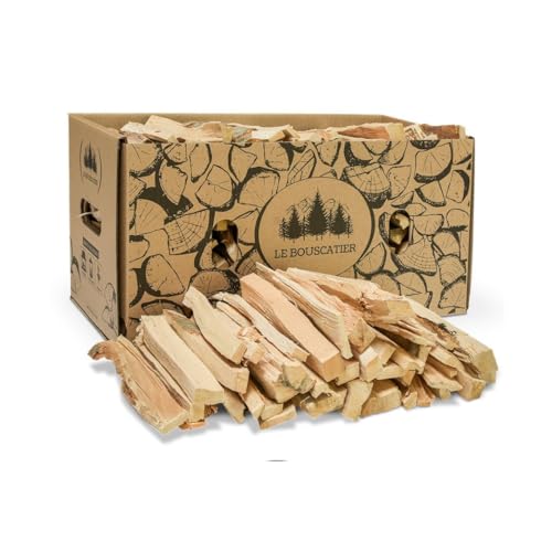 Le Bouscatier Bois d’allumage et Chauffage Allume feu pour cheminée poêle Four Pizza ooni cuisinières Barbecue Weber Charbon et brasero. 6 kg Bois séché hêtre chêne Boite Allumette Offerte