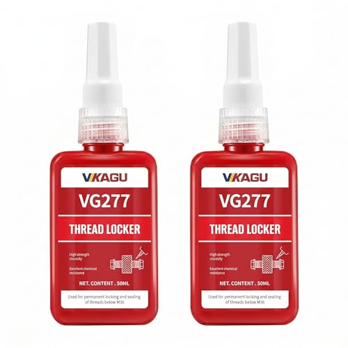 Image of 277 Threadlocker Red High Strength Permanent (2-Pack), High Viscosity Anaerobic Thread Locker Adhesive for Automotive, Machinery & Worn Metal Fasteners, 50ml /1.69oz Each(3.38oz)