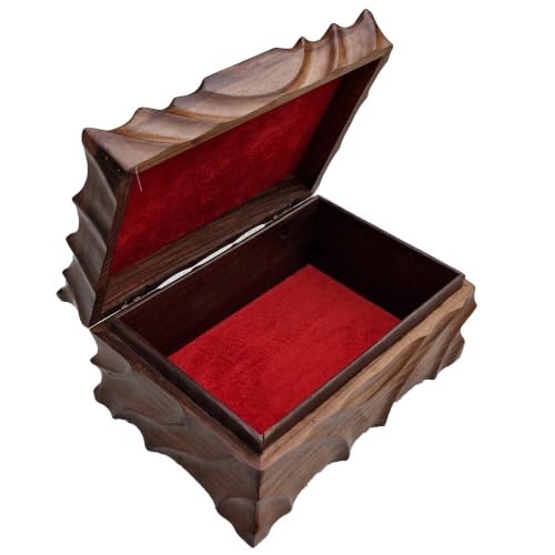 Image of Wooden Box| Jewellery Box| Decorative Case| Kit| Vanity| Organiser For Women, Necklaces, cash, gold (11X7 Inches, Power Crowning)