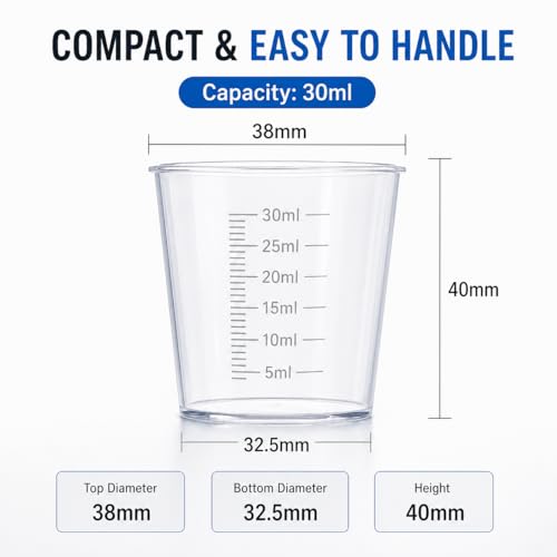 20 vasos medidores plásticos 30 ml transparentes miniatura 3
