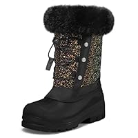 K KomForme Boys & Girls Snow Boots Insulated Fur Lined Warm Anti-Slip Waterproof Winter Boot (Toddler/Little Kid/Big Kid)