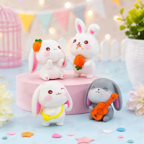 Image of CraftVatika Miniature Showpiece Birthday Gift for Girls Kids, Rabbit Bunny Showpiece Set of 4 for Home Decor Items, Car Dashboard Items, Table Decoration Items, Valentine Day Gift for Girlfriend