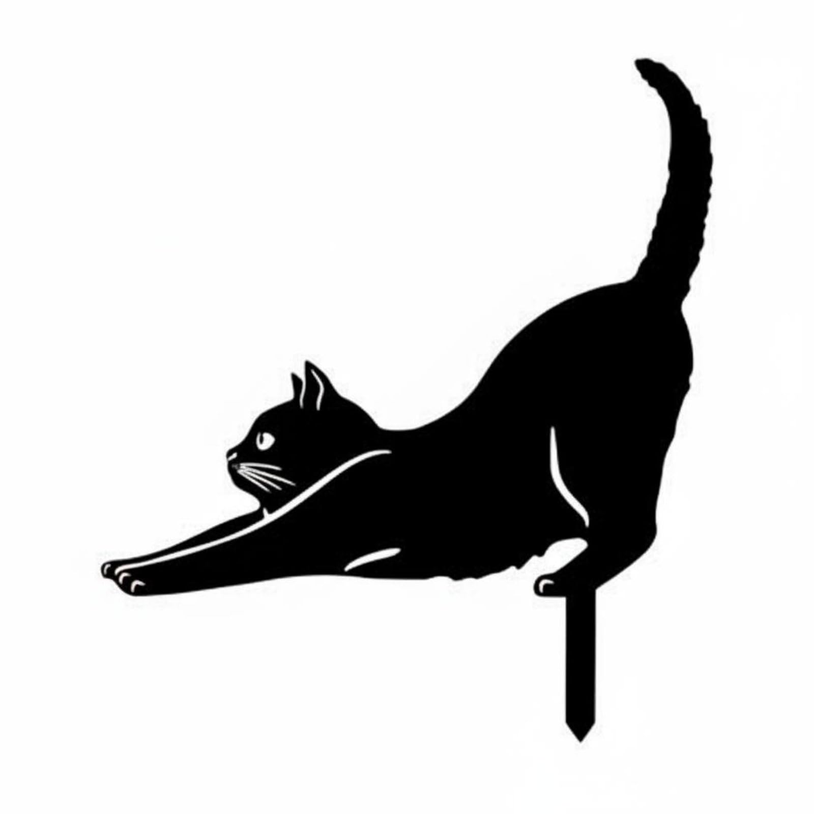 Weather Resistant Black Cat Garden Stake Hollow-Out Design Cat Outline Yard Stake for Gardeners, Flower Bed, Patio, Style 3 Acrylic|Collectibles | Animals | Cats-image-2