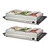 GEEPAS 300W Electric Food Warmer Buffet Server for Table – 3 x 2.4 Litre Stainless Steel Buffet Trays with Lids – Variable Temperature Control & Plate Warmer Function Cool-Touch Handles - Pack of 2