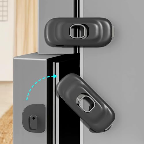 Image of Cabinet Fridge Locks Baby Proofing, 6 Pack Child Proof Cabinet Refrigerator Locks, Baby Child Safety Frigerator Locks for Cabinets, with Strong Adhesive Pad for Draw Kitchen Oven (Black, 4 Pack)