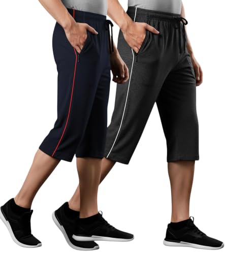 Image of FEEL TRACK Men's Regular Fit Three Fourth Capri (Pack of 2)