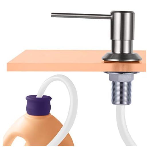 Gagal G013BN Brass Soap Dispenser for Kitchen Sink(Brushed Nickel) and Extension Tube Kit, Brass Head Body with 40" Silicone Tube Connect to The Bottle Directly, Say Goodbye to Frequent Refills