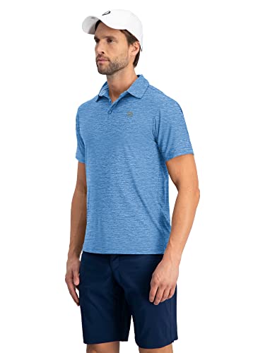 Image of Three Sixty Six Golf Shirts for Men - Dry Fit Short-Sleeve Polo, Athletic Casual Collared T-Shirt Cool Blue
