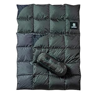 OneTigris Down Camping Blanket for Cold Weather Packable Puffy Backpacking Lightweight Quilt Hiking Gardening Travel Beach Picnic