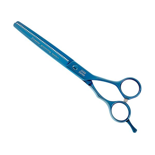 Master Grooming Tools 5200 Blue Titanium Shears — High-Performance Shears for Grooming Dogs - 42-Tooth Thinning Shears…
