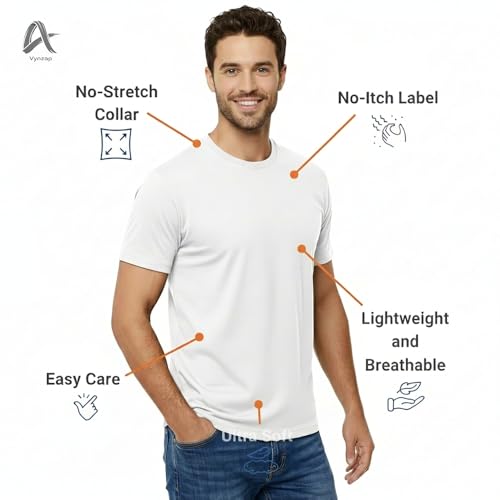 Image of Men's 100% Cotton Crew Neck T-Shirt | Regular Fit | Soft & Breathable | Casual Everyday Wear