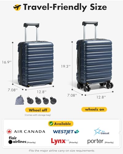 Lekesky 16 Inch Carry On Luggage for Airplanes - Hard Shell Suitcase with TSA Lock, Detachable Spinner Wheels Lightweight ABS Carry On Suitcase for Travel Weekend Trips Men Women,  image 3