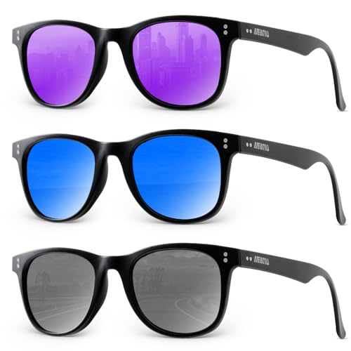 Image of Polarized Sunglasses for Men and Women Sunglasses Color Mirror Lens UV Protection for Driving Running Fishing(3 Pack)