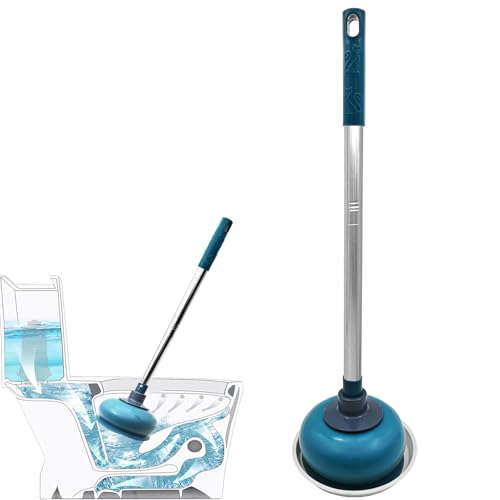 Image of Toilet Plunger Heavy Duty, High Pressure Toilet Plunger Clog Remover, Toilet Dredge Plunger, Air Plunger for Toilet Bathroom, Flexible Rubber Head Stainless Steel Handle