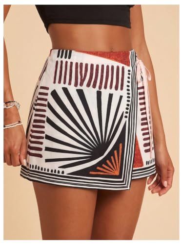 Image of SweatyRocks Women's Boho Mini Skirts Floral Shorts Tie Side Wrap Skorts