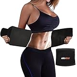 ellostar Waist Trimmer for Women & Men Tummy Control Band Waistline Body Shaper Sauna Sweatband, Sweat Shapewear, Workout Belt (Black)