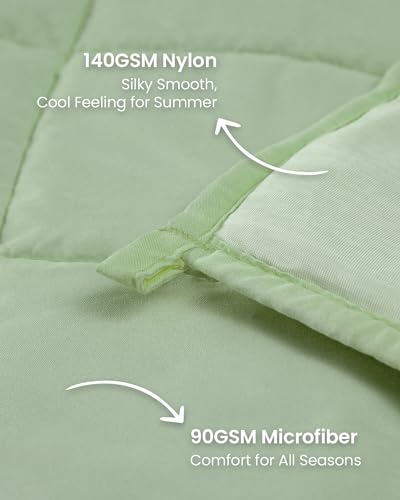 Drewin Weighted Blanket 15lbs, Cooling Weighted Blanket for Hot Sleepers, Double-Sided Microfiber Cool Heavy Blanket for Sleep Natural and Calming, All Season, 60 x 80 inches, Olive Green