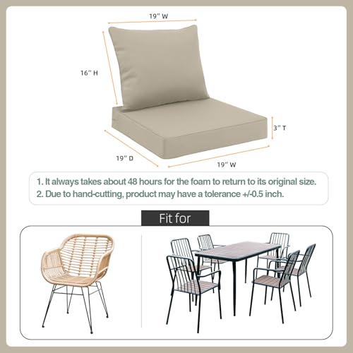 Image of Favoyard Outdoor Patio Seat Cushions Set, 19 x 19 Inch, Waterproof, Beige