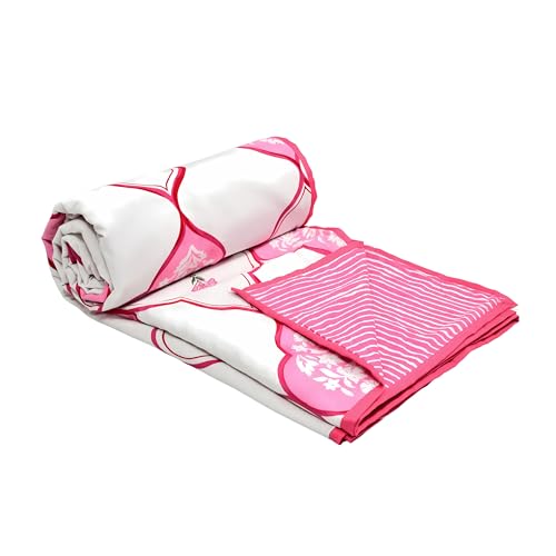Image of BLOCKS OF INDIA 100% Cotton Dohar King Size Reversible Hand Block Printed Malmal Summer Dohar /Blanket (MUGHAL Pink)