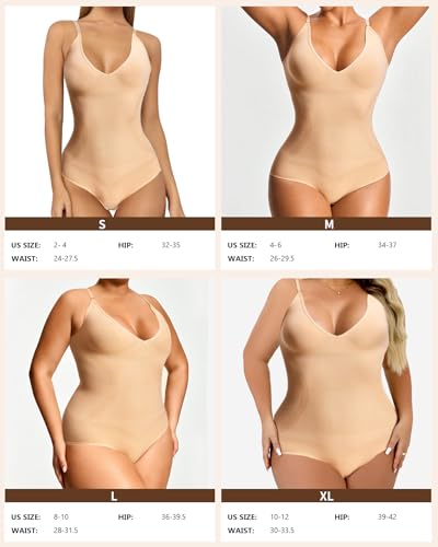 image for KSang Shapewear for Women V Neck Tummy Control Bodysuits Seamless Body