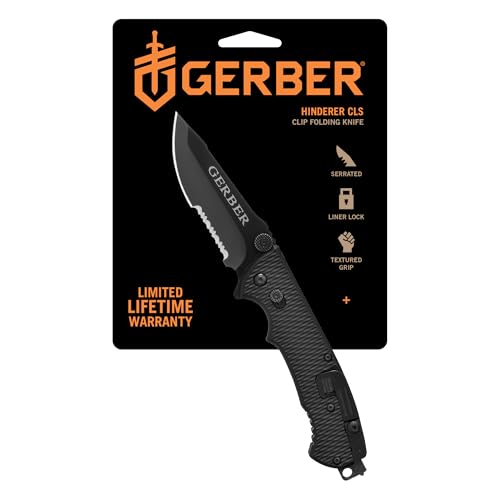 Gerber Gear Hinderer CLS Tactical Pocket Knife, 3.5' Serrated Blade EDC Folding Knife, Survival and Camping Gear