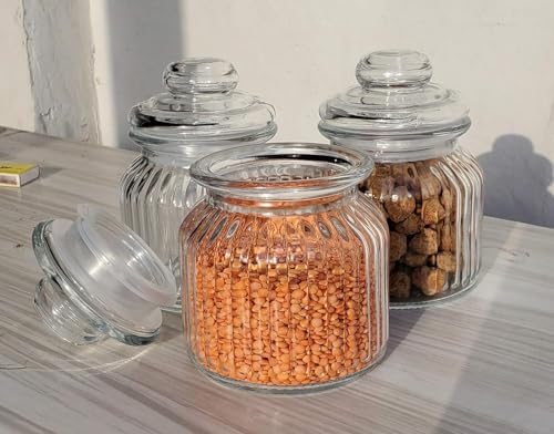 Image of Pure Source India Glass Storage Jar - 700 Ml, 1 Piece, Transparent for Coffee Station, Cookies, Kitchen, Bath bombs, multipurpose uses