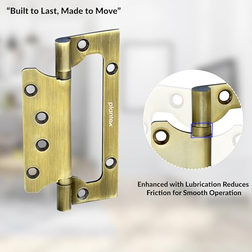 Image of Plantex Butterfly Hinges for Door /Stainless Steel Door Hinges /5 Inch x 14 Gauge Hinge /2.5 mm Hinges for Home /Office /Hotel /Non-Mortise Hinge - Pack of 6 (Brass Antique)