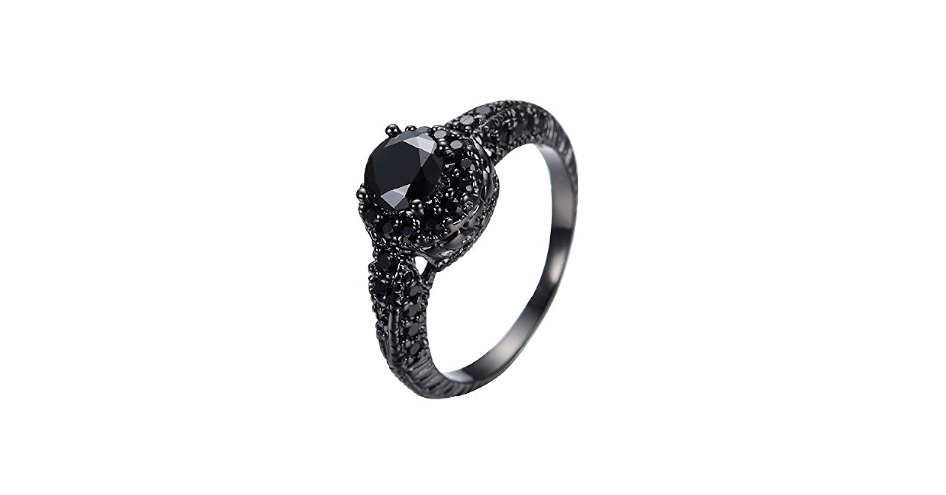 Amazon.com: JunXin 10KT Black Gold Ring 8MM Round Cut