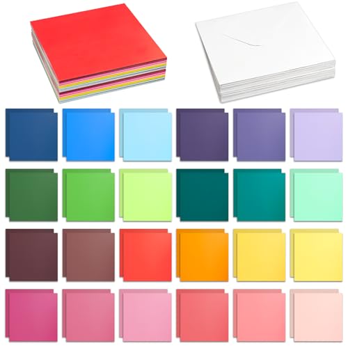 Cartes et enveloppes colorées grand format carré pour correspondance prestigieuse