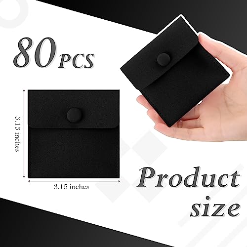 Bolsa de joyería de microfibra de lujo con divisor para proteger collares elegantes, 8x8cm 3