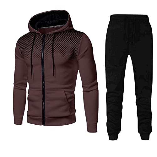 riou 2023 Chandal Hombre Completo Invierno Originales, Costura Cremallera Sudadera Manga Larga y Pantalón Ropa de Deportivo dos Piezas Abrigo Chaqueta Hoodie Jersey Talla Grande