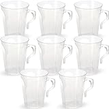 Blue Sky Clear Square 8.5oz Disposable Plastic Coffee Mugs - 8 Count | Elegant Transparent Cups for Hot and Cold Beverages, Parties, and Events