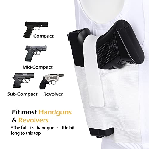 lilcreek Women's Concealed Carry Crop Tank Tops,Undercover Handgun CCW Tactical Gun Holster Shirt Clothing White - Image 4