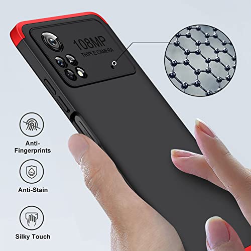Image of Kapa Double Dip Full 360 Protection Back Case Cover for Poco X4 Pro (5G) (Red, Black), Poly Carbonate