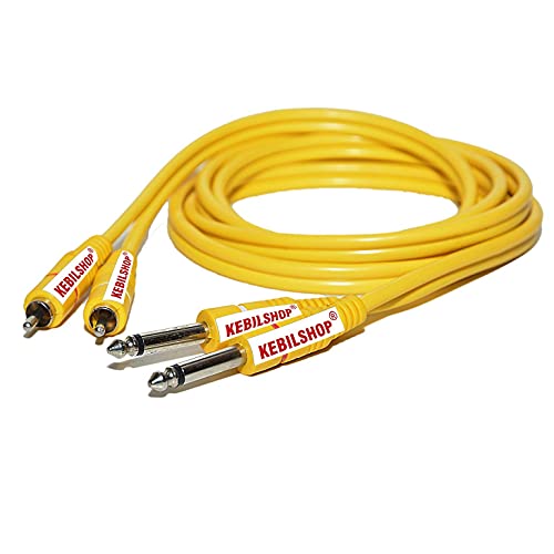 Image of HAKUHO 6.35mm (1 /4-inch) Dual Mono P38 Male to 2 RCA Male Audio Cable - 1.8 Meter - Yellow - For Guitar, Amplifier & Professional Audio Equipment