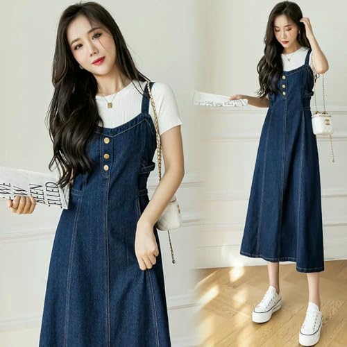 Jupe midi coupe ample style svelte en jean souple de mi-saison