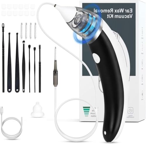 Ear Vacuum Ear Wax Removal Kit with 5 Levels Strong Suction Reusable Electric Ear Suction Vacuum Tool forKH