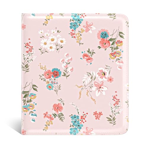 Nipichsha Womens Wallet, Small Slim RFID Credit Card Holder Wallet for Women, Leather Compact Bifold Purse with Zipper Coin Pocket, Cute Ladies Purse with ID Window, Pink Flowers