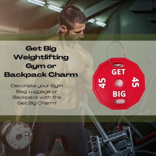 Get Big Bodybuilding Red Gym Bag or Backpack Charm - Perfect for Weightlifters - Made in The USA! (Red) (Get Big)2