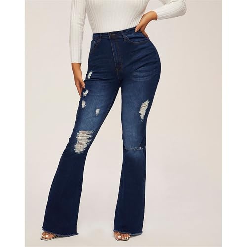 High Waisted Bell Bottom Jeans for Women Ripped Distressed Stretch Wide Leg Vintage Rise Denim Pants4