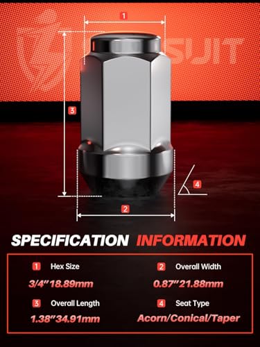 Image of Sposuit M12x1.25 Lug Nuts - Replacement for 2019-2024 Suzuki Ertiga, 1998-2024 Grand Vitara, 2009-2015 Kizashi, 1984-1997 Samurai, 1989-1998 Sidekick - Closed End Chrome Lug Nut(20 Pcs)