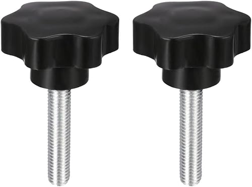 uxcell Pomo de tornillo de sujeción, 1.890 in de diámetro con forma hexagonal de ciruela, perilla de estrella M10 x 1.969 in, rosca macho, 2 unidades