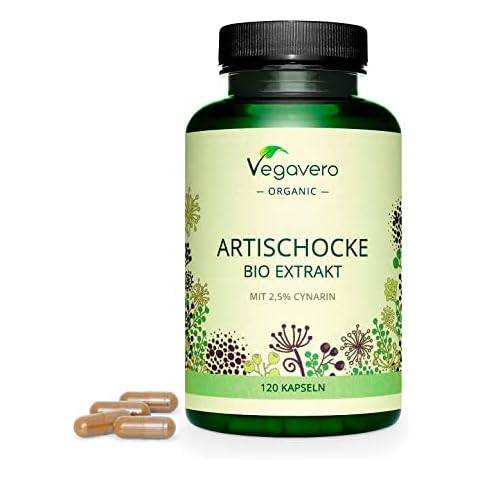 Organic Artichoke Vegavero® | 6500mg (10:1) High Strength Leaf Extract | 2.5% Cynarin | NO Additives | 120 Capsules | Vegan Cover