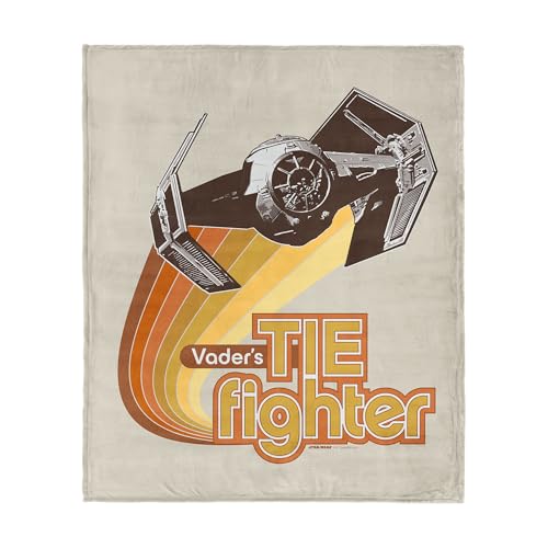 Star Wars Classic Vader's Tie Fighter Throw Blanket, Ultra-Soft Silk Touch Fleece, Lightweight Warm Galaxy-Themed Bedding for Kids or Adults, Cozy Couch, Bed, or Travel Blanket, 40 x 50 inches